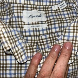 Faconnable Checkered Shirt in Blue and Brown